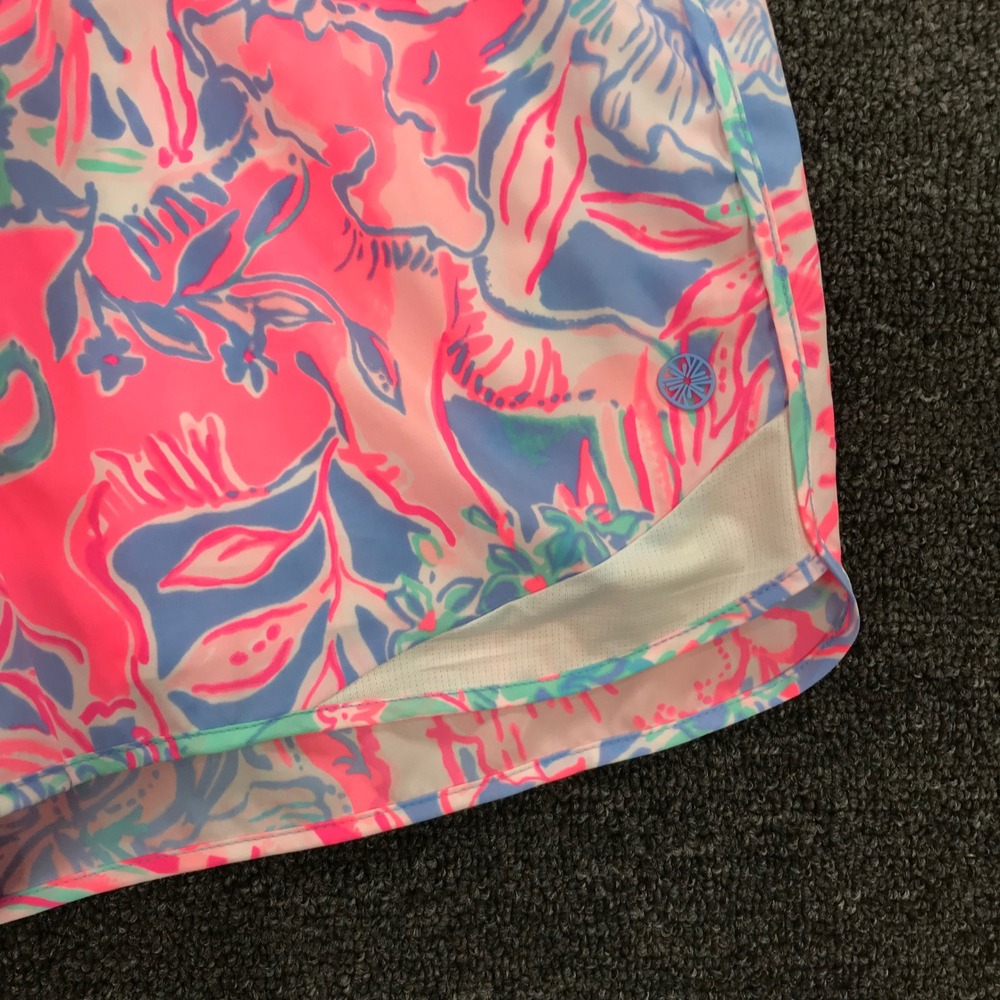 Lilly Pulitzer Luxletic Ocean Trail Shorts Pink Blue Floral Athletic Medium - Picture 4 of 7